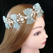 Превосходный зеленый лук свадебные диадемы повязки на голову Hairwear Chaplet парикмахерские ювелирные аксессуары, роскошные корейские свадебные расчески