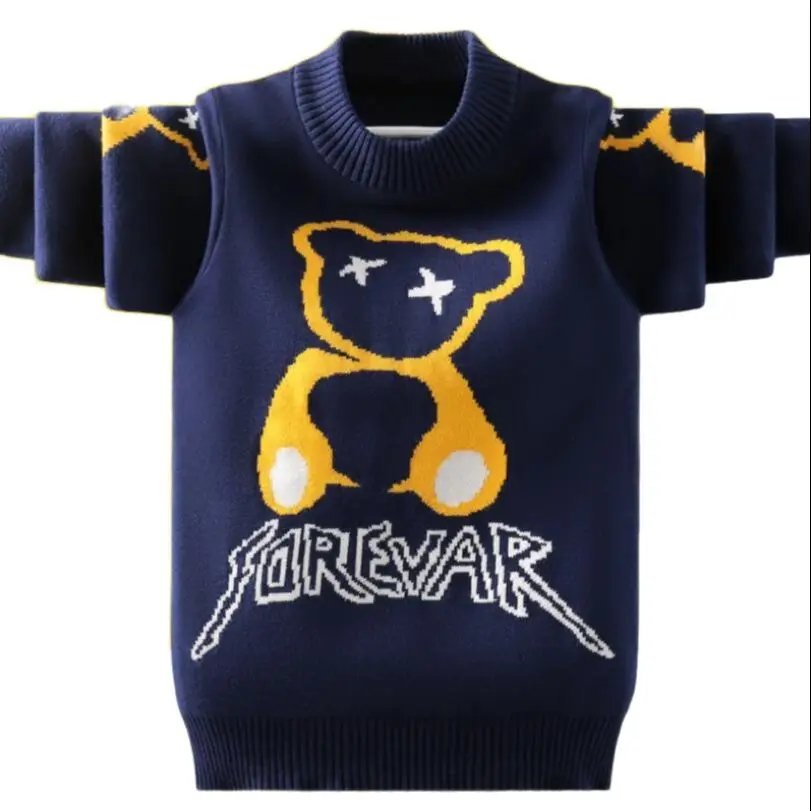 

High quality Boys clothes 100% cotton cartoon bear sweaters teenage knitted shirt kids pullovers baby boys soft bottoming shirt