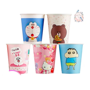 

300pcs 250ml thick quality baby shower party cartoon disposable paper cup cute birthday tablewares paper water cup juice cups