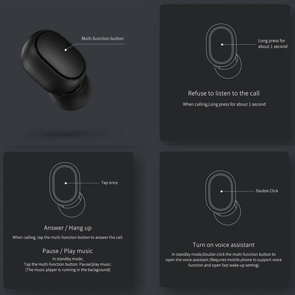 1:1 Высокое качество для Redmi AirDots Bluetooth 5,0 Беспроводной мини-наушники-вкладыши Наушники с зарядный чехол