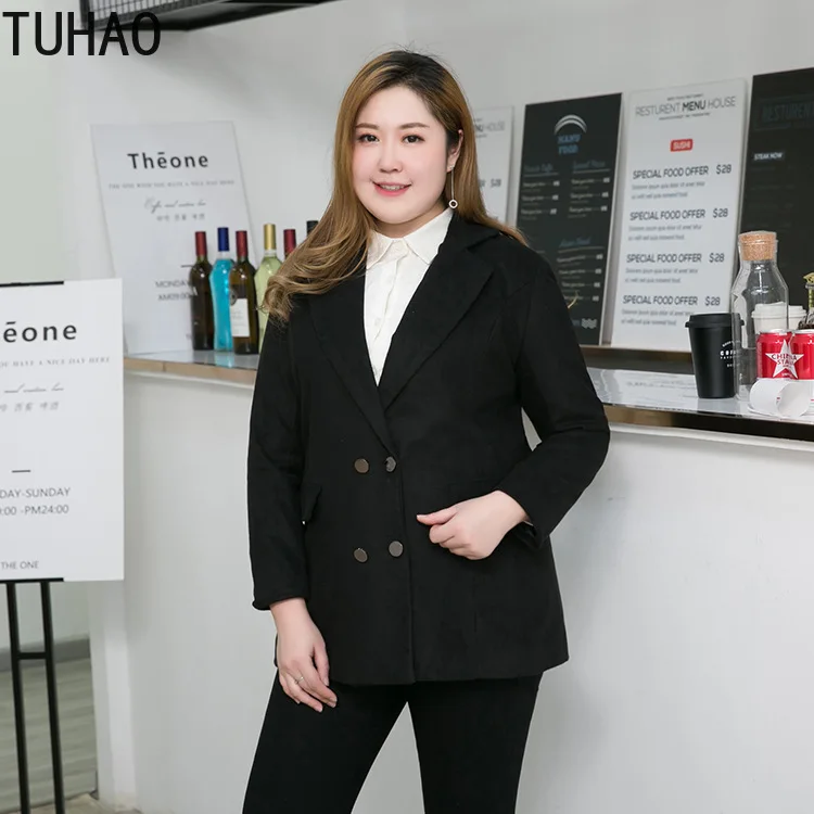TUHAO зимнее офисное женское плотное теплое шерстяное пальто Формальные куртки женские большие размеры 9XL 8XL 7XL 6XL Верхняя одежда Пальто HC227