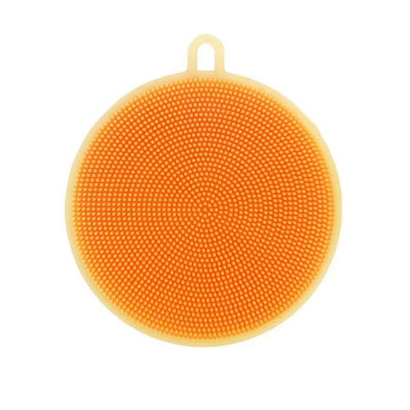 Orange Многофункциональная силиконовая круглая форма пищевая щетка для мытье овощей и фруктов чистящий посудомоечный щетка бытовые принадлежности - Цвет: Orange
