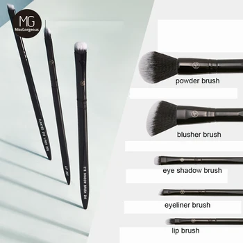 

Miss Gorgeous 5pcs Makeup Brushes Set Black Cosmetic Powder Eye Shadow Eyebrow Blusher Lip Brush Beauty Make Up Tools Maquillaje