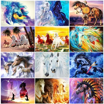 

HUACAN Diamond Painting Full Square New Arrival Animal Home Decor Mosaic Horse Handmade Gift Diamond Art