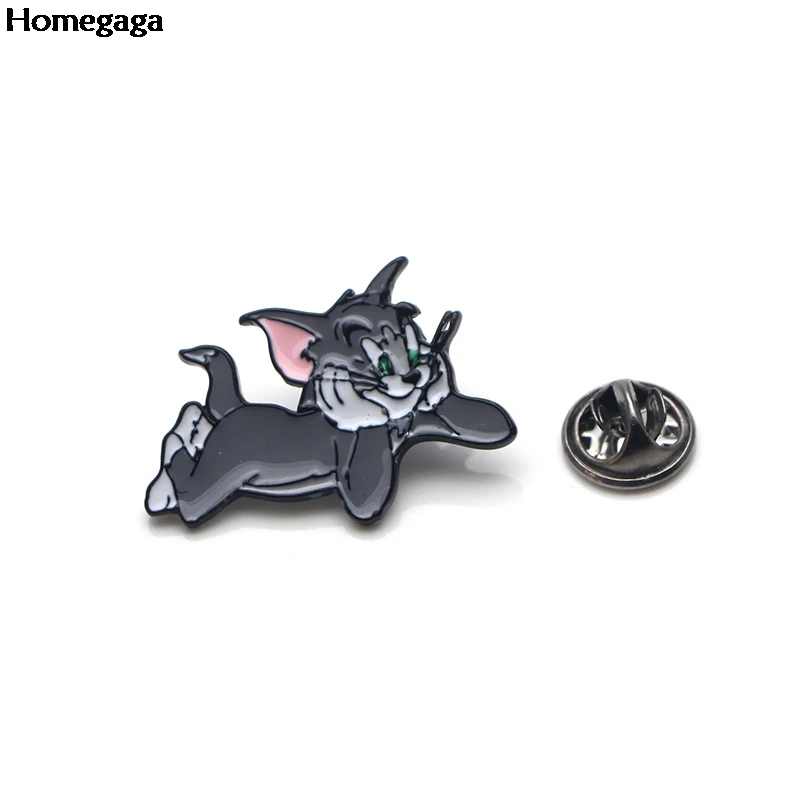 Homegaga Значки из цинкового сплава с изображением кота и мыши для галстука рубашки