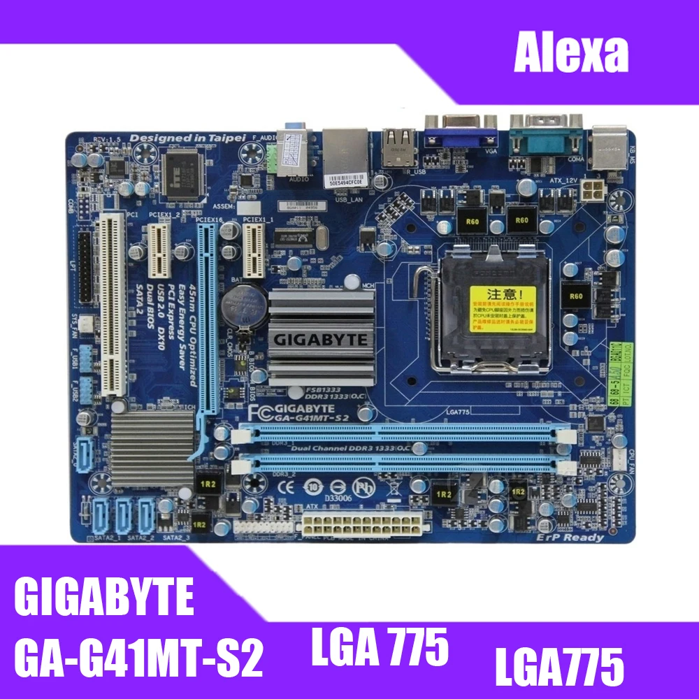 

GIGABYTE GA-G41MT-S2 Desktop Motherboard G41 Socket LGA 775 For Core 2 DDR3 8G Micro ATX Original Used G41MT-S2 Mainboard