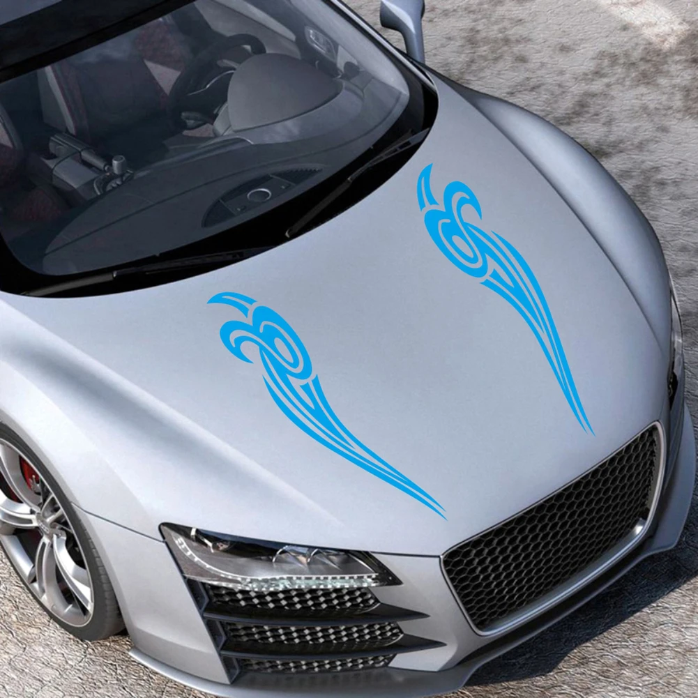 Черная Виниловая наклейка на капот грузовика в полоску с пламенем|Наклейки