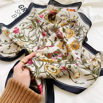 

70*70cm Fashion Handkerchief Neck Scarf For Women Small Shawl Silk Satin Hair Scarfs Female Square Headband Bandana Head Scarves