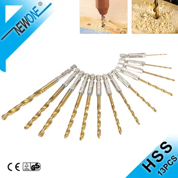 

15PC/Set High Speed Steel Titanium Coated Drill Bits Set 3mm/4mm/5mm Hex Shank Steel Titanium Coated Drill Bit Shank