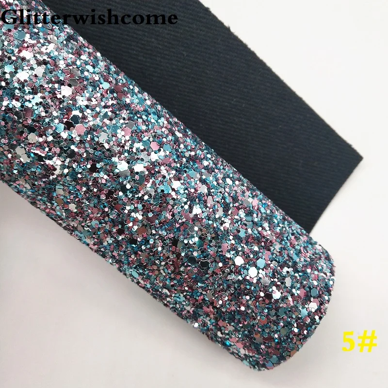 Glitterwishcome 21X29 см A4 размер винил для бантов, переливающийся массивный блеск кожа ткань винил для бантов, GM120A - Цвет: 5