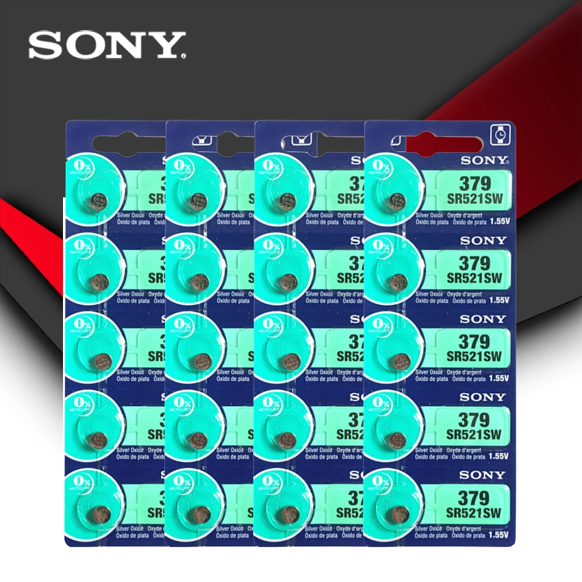 20 шт. Sony 100% оригинальный 379 SR521SW D379 SR63 V379 AG0 батарейный блок для часов Сделано в