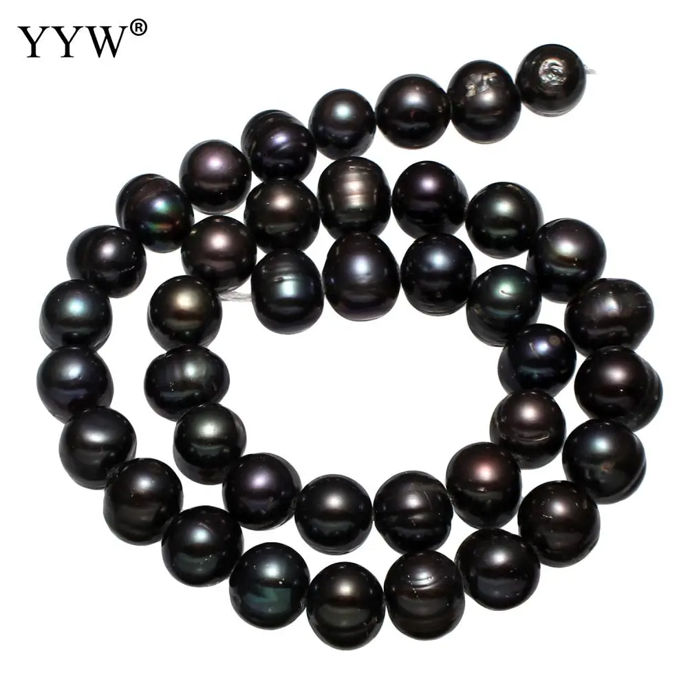 

10-11mm Freshwater Pearl Beads Black Cultured Potato Natural Pearl 15.1' Strand Necklace Bracelets For Jewelry Making 0.8mm Hole