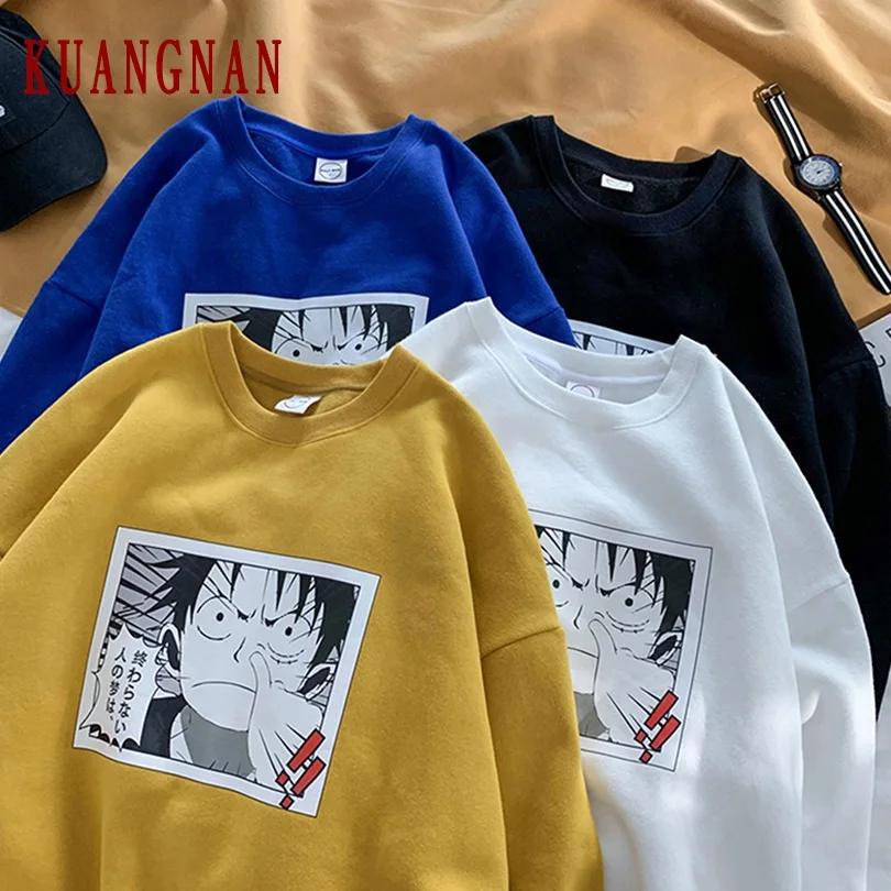 KUANGNAN/цельный свитшот для мужчин, Японская уличная Толстовка Harajuku, мужские толстовки в стиле хип-хоп, Мужская толстовка, 5XL, Новинка осени