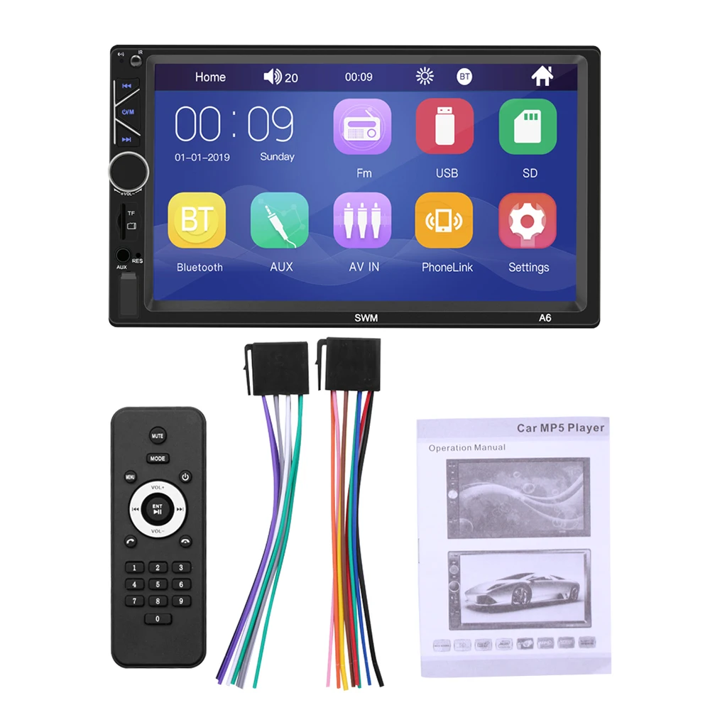 Автомобильный Радио HD 7 дюймов сенсорный экран стерео Bluetooth 12 В 2 Din FM ISO мощность Aux