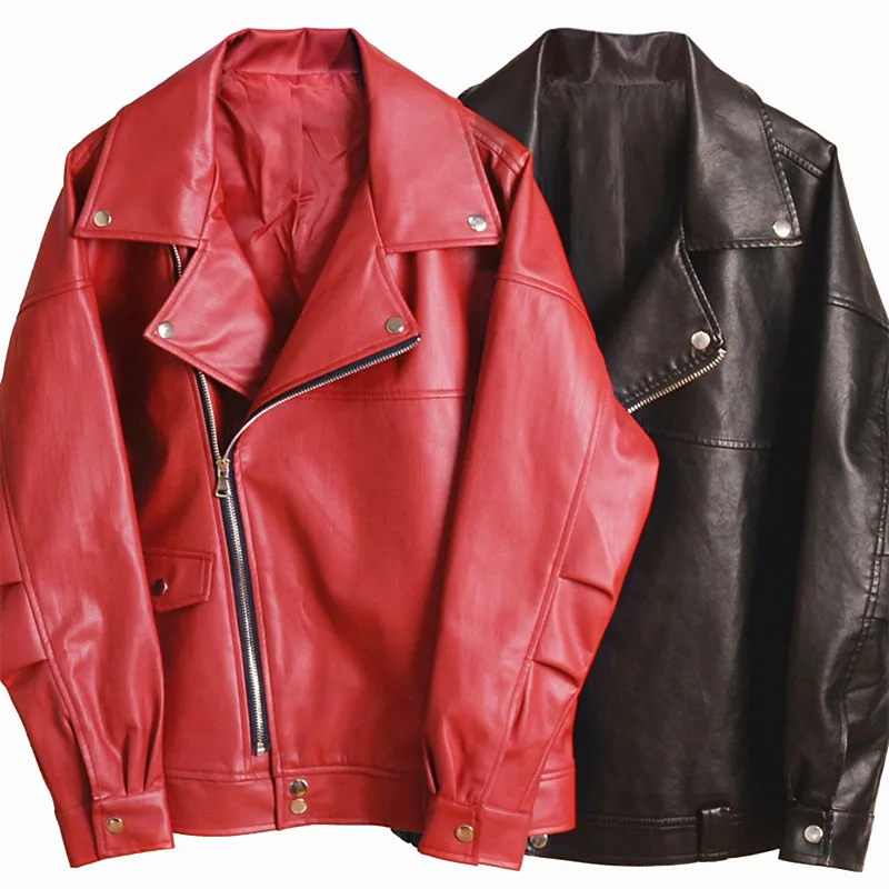 

2019 Mens Leather Jacket Coat Autumn Winter PU Leather Oversize Motorcycle Aviator Pilot Biker Jacket Men Coat Couple Clothing