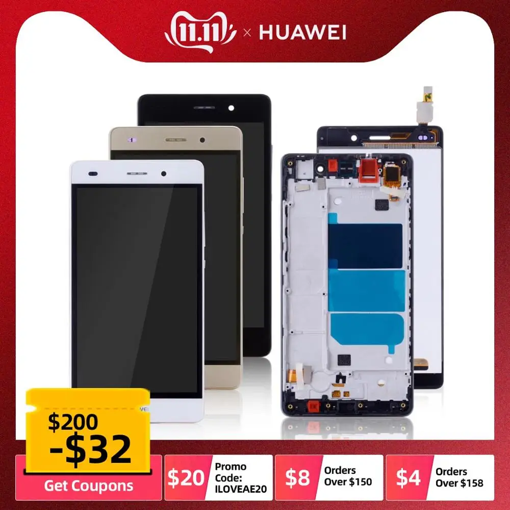 Acheter Écran LCD Pour HUAWEI P8 Lite Ecran Complet Vitre Tactile + Frame Châssis Original 5.0 inch Noir Blanc L or de