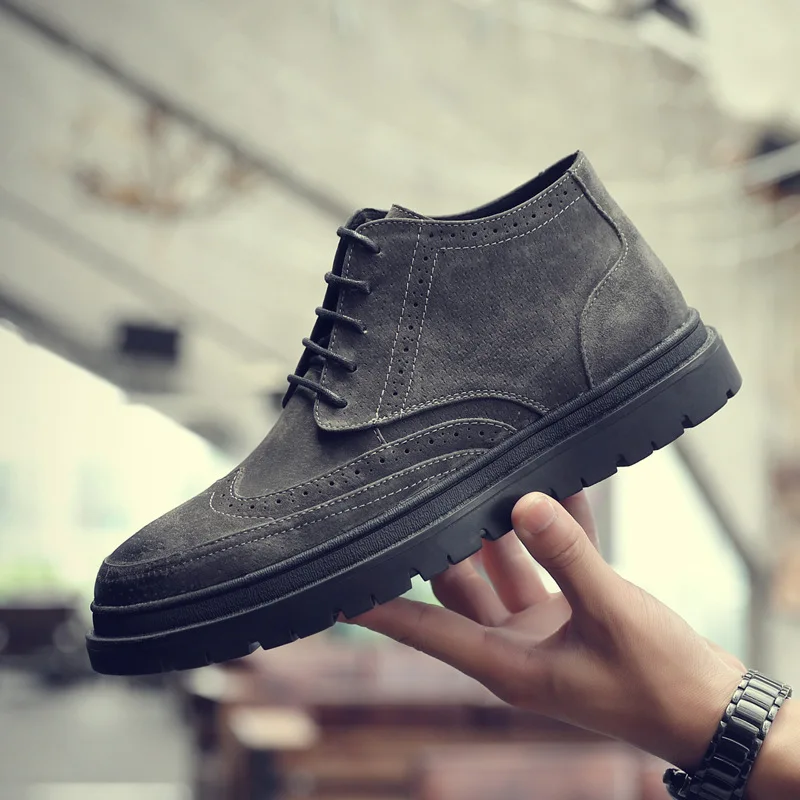 

2019 Hight-top Second Layer of Pigskin Men's Varved Korean-style Trend Martin Boots Head in England Tip Bullock Help Second Laye