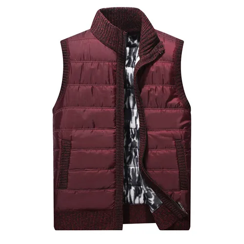 Newest Fashion Autumn Winter Men vest Coat Warm Sleeveless Jacket Casual Men Vest Coat Four-color Waistcoat - Цвет: Бургундия