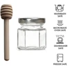 Hexagon Mini Glass Honey Jars with Wooden Dipper, Silver Lids, Silver Bee PendantsPerfect for Baby Showers, Wedding Favors 5