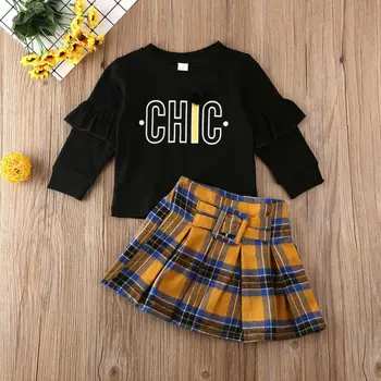 

Toddler Baby Girl Clothes Sweatshirt Clothes Set Sweater Coat Tops+ Mini Skirt Outfits Autumn Clothes Set 1-7T