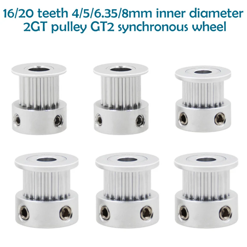 

3D Printer Parts GT2 Timing Pulley 16 Tooth 2GT 20 Teeth Aluminum Bore 5mm 8mm Synchronous Wheels Gear Part For Width 6mm