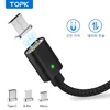 TOPK Magnetic Cable For iPhone Xs Max Xr 8 7 6 5 Plus USB C & Micro USB Cable Nylon Braided LED Indicator Data Sync Type-C Cable ► Photo 1/6