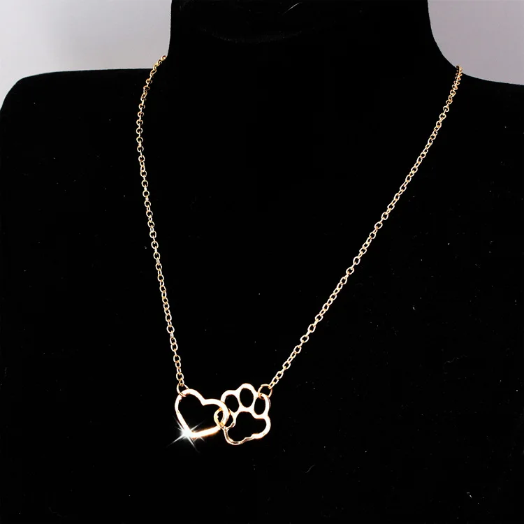 

Europe And The United States Simple Feet Paws Claws Heart Pendant Hollow Clavicle Chain Female Accessories Jewelry Hot