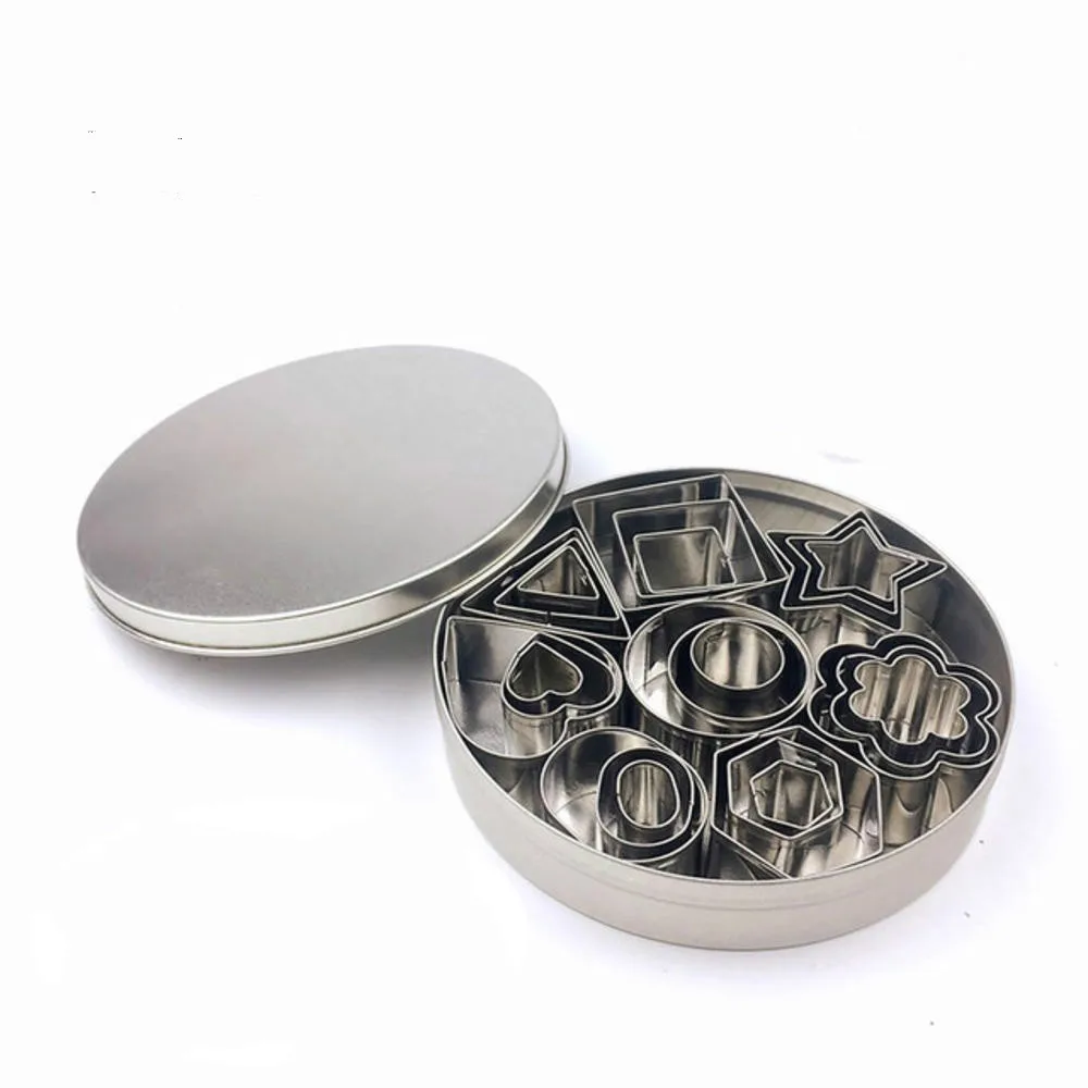 24pcs/set Stainless Steel Cookie Cutter Set Biscuits Molds Pastry Cutters Slicers Mould For Cake Decor Rectangle Round Baking afbeelding