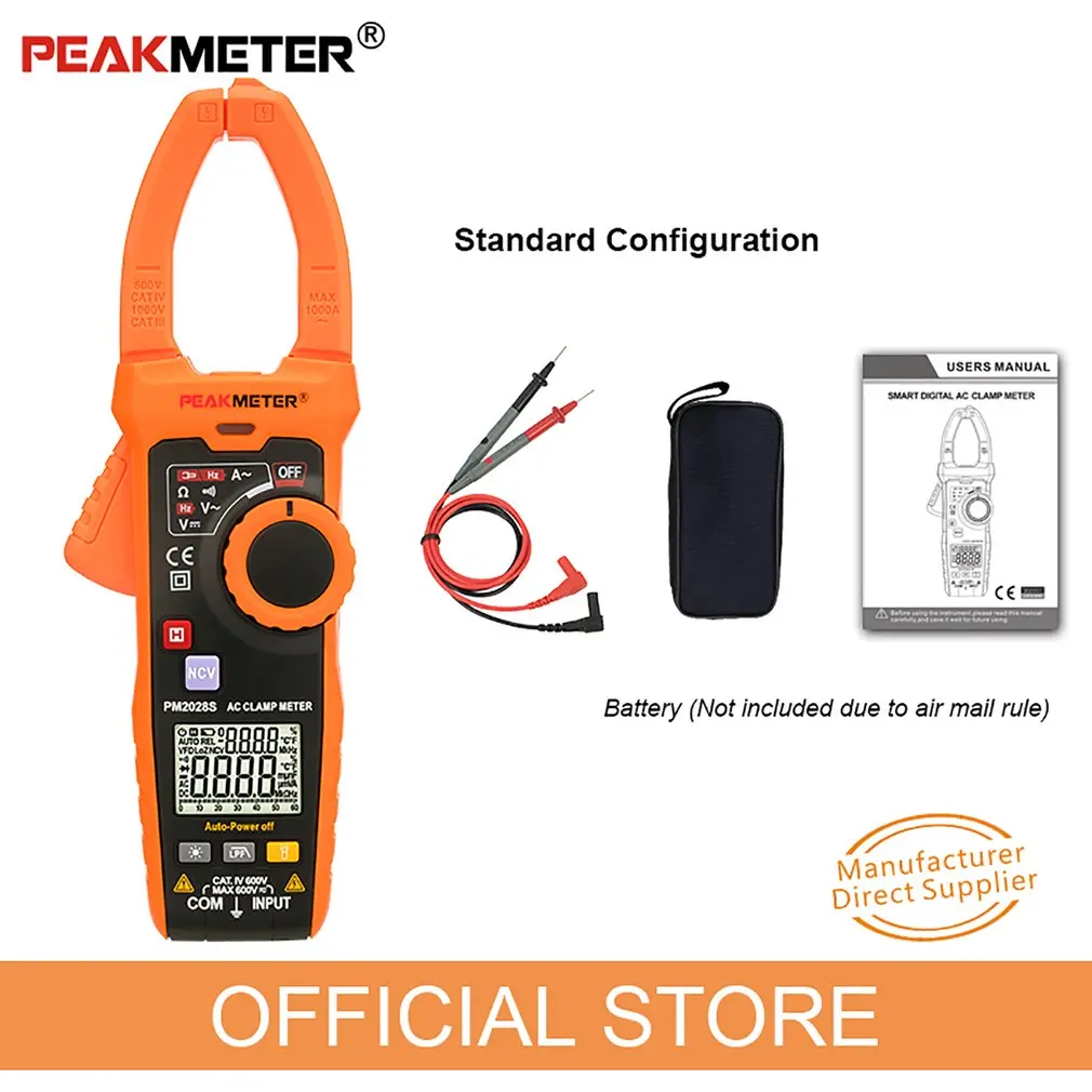 

PM2028S Portable Smart NCV Clamp Meter Multimeter AC/DC Current Voltage Resistance Frequency Continuity Tester