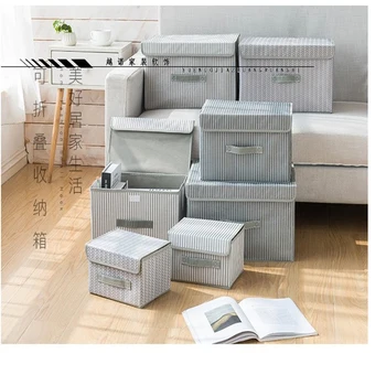 

large Non-woven fabric folding storage box with lid Underwear clothing storage bins kid toy organizers Wardrobe Container