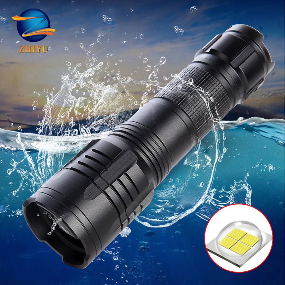 

ZHIYU Powerful LED Flashlight XHP50 Lamp bead Support zoom 5 lighting modes Torch By 18650/ 26650 battery For outdoor activities