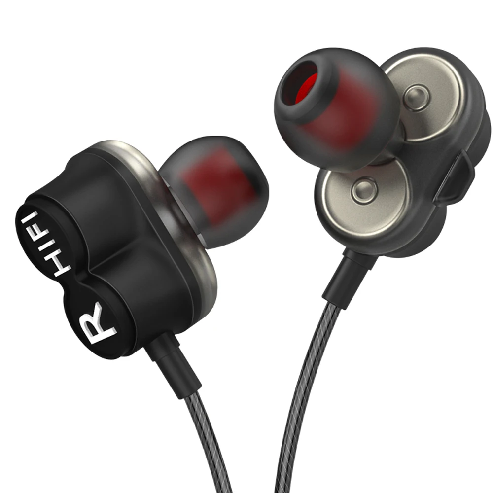 

New D8 K Song Headphones 3.5mm In-Ear Wired Earphone HiFi Double Moving Circle Earphone Telephone Calls Wired-Control Наушники