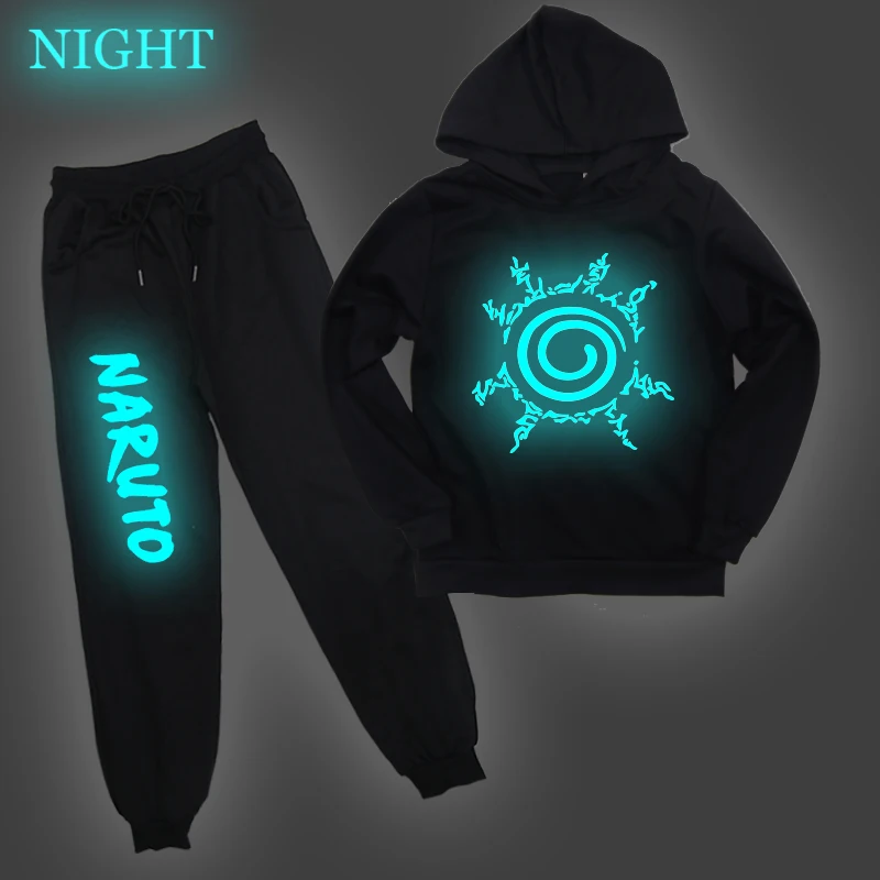 

Anime Uzumaki Naruto Printed Children Luminous Clothes Suit Boys Girls Cotton Hooded Sweatshirt Harem Pants Casual Jogging Suit