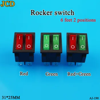 

JCD 1PCS KCD8 6PIN 16A 250V 20A 125V Double Light Switch Rocker Switch Waterproof ON-OFF KCD6 Boat Power Switch