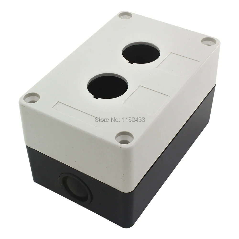 Push Button Switch Control Station Box 22mm 2 Button Hole Gray