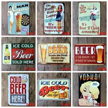 

Beer Tin Sign Plaque Metal Vintage Pub Funny Metal Sign Plate Wall Decor for Bar Pub Club Man Cave Decorative Iron Painting