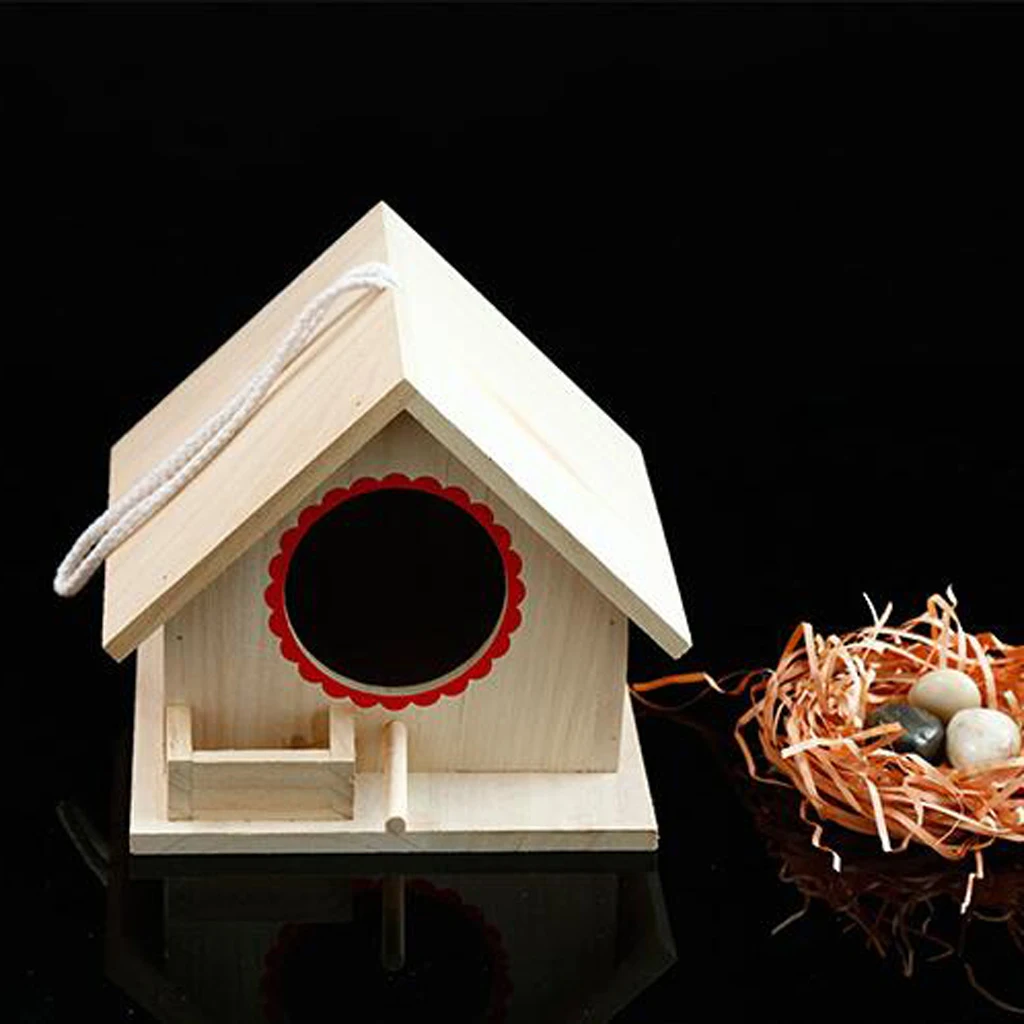 Wooden Wild Bird Nest Box Nesting Feeding Feeder Station House &Stick Yard L