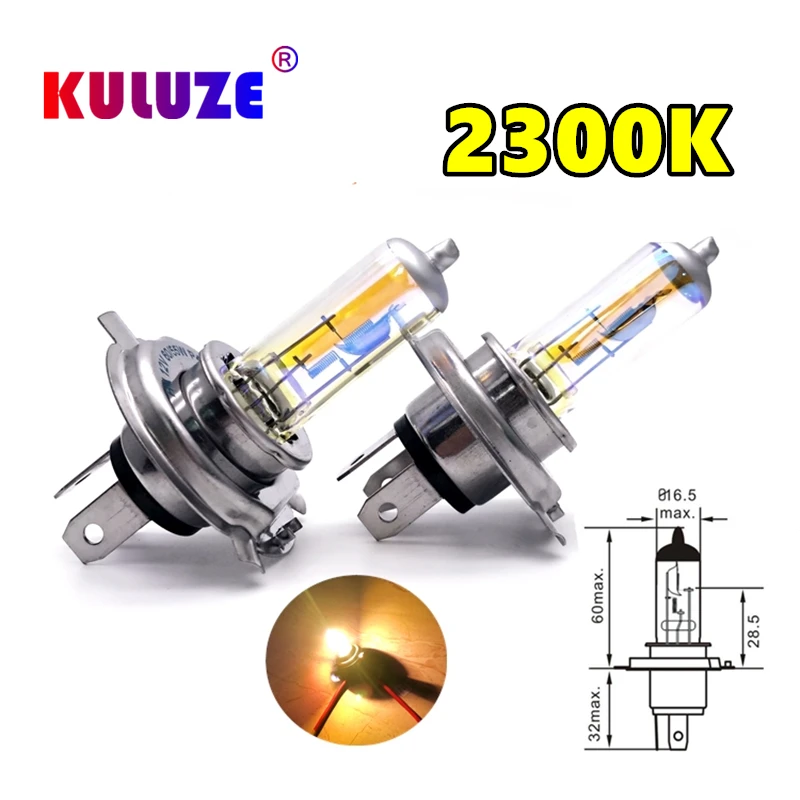 KULUZE 2 шт. H4 12 в 60/55 Вт налобный фонарь 2300K P43t галогенная лампа замена апгрейд Супер
