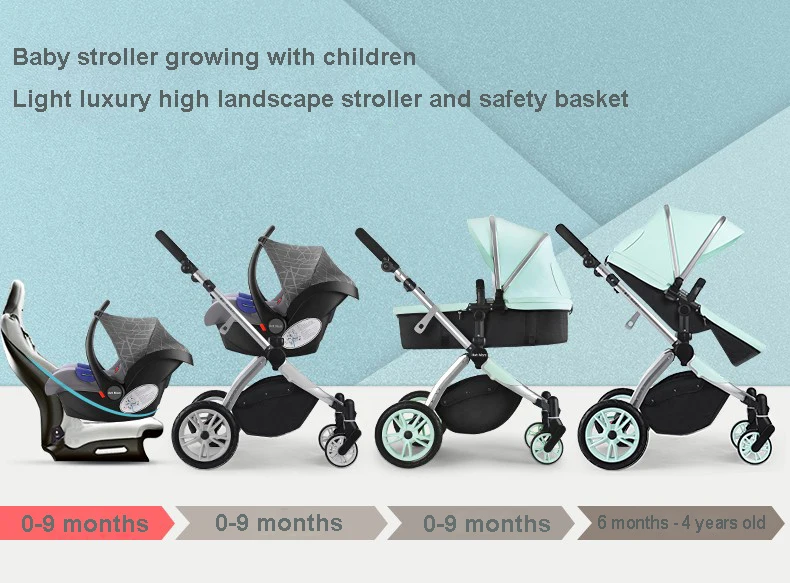 Baby stroller high landscape stroller reclining can sit stroller stroller light foldable stroller l