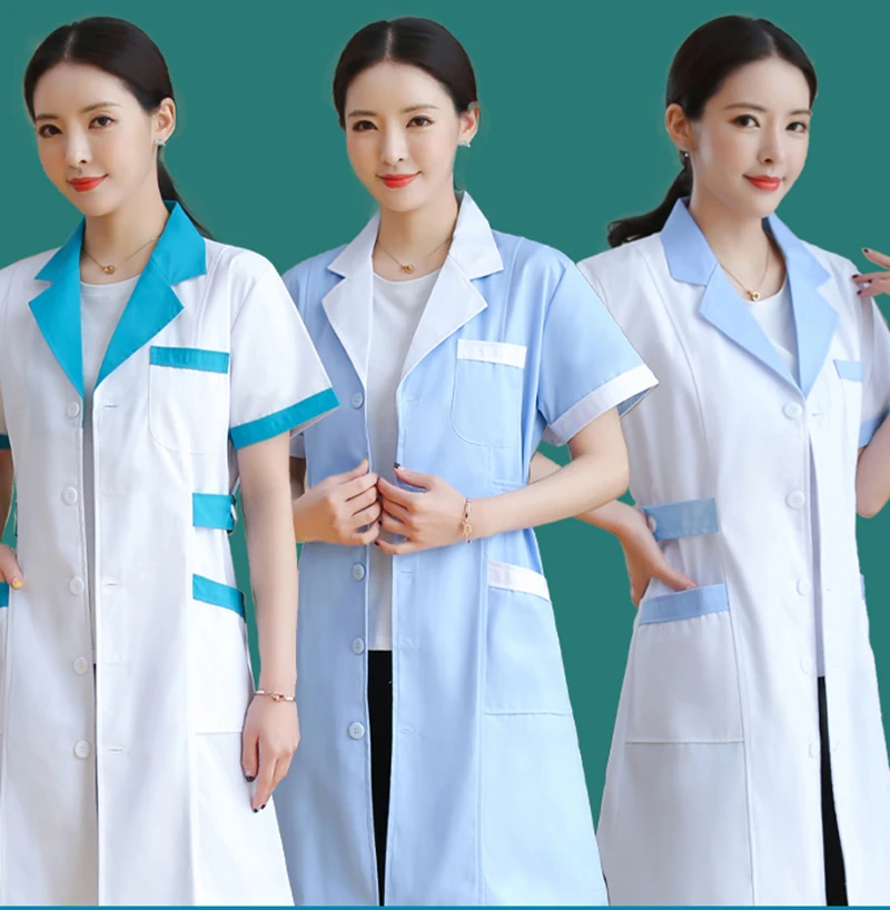 

2019 Summer New Fashion Women Hospital Medical Clothes Set Sale Design Slim Work Wear Solid Beauty Salon Nurse Uniform