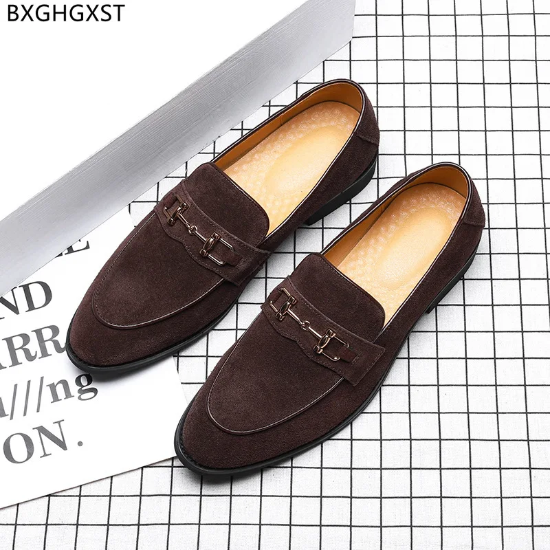 

Brown Suede Shoes for Man Office 2023 Black Slip on Shoes Men Luxury Brand Penny Loafers Men Shoes High Quality Chaussure Homme
