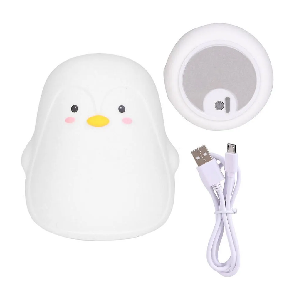 

Penguin Animal Silicone Night Light Cartoon Led Nursery Lamp Durable Bedroom USB Charging Home Practical Soft Children