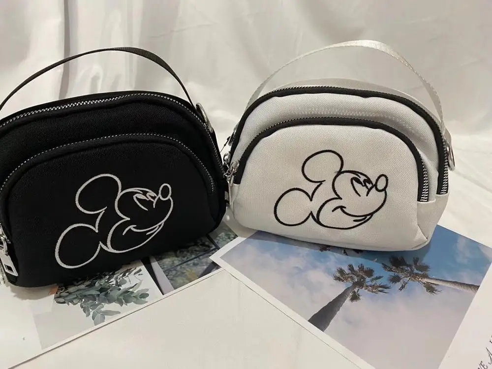 Женская сумка мессенджер из парусины Disney многослойная на молнии с Микки Маусом