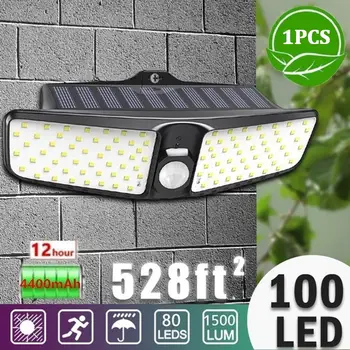 

Wall Lamp Spotlight Motion Sensor Solar Powered Flood Light Energy Saving Waterproof Garden PIR Wall Light Durable 100 Led