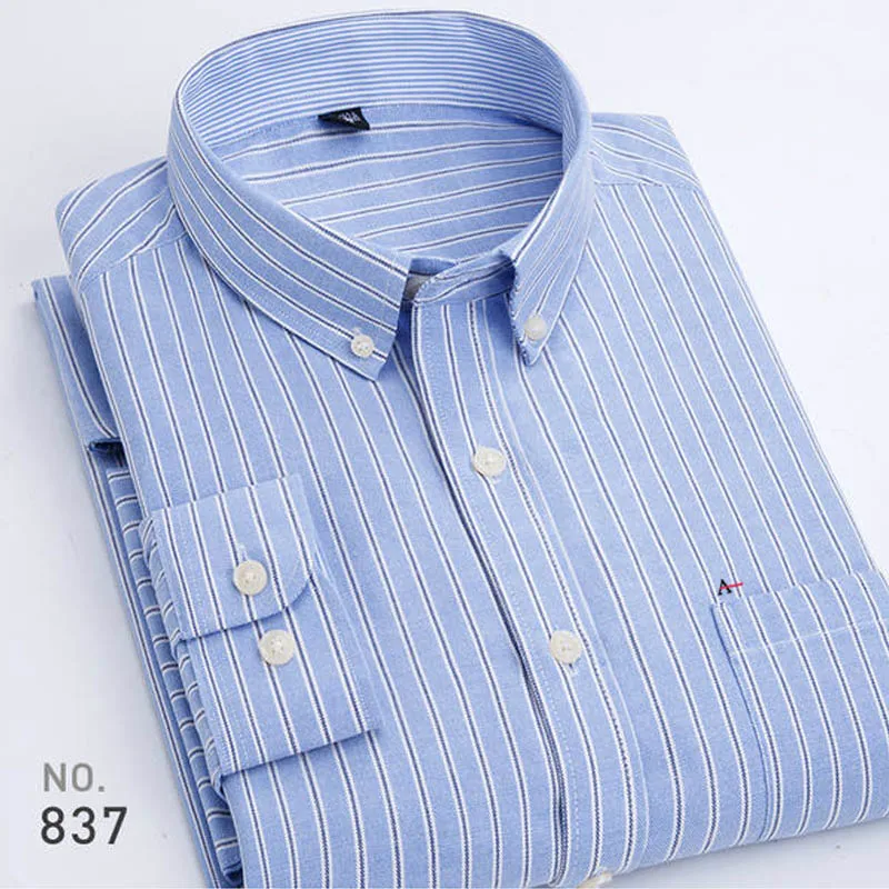 Высокое качество, мужская рубашка Aramy, оксфордская, с длинным рукавом, хлопковая, в полоску, клетчатая рубашка, мужская рубашка - Цвет: 837-(A)(11)