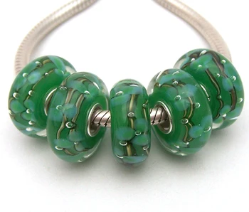 

JGWG1515 5X 100% Authenticity S925 Sterling Silver Beads Murano Glass beads Fit European Charms Bracelet diy jewelry Lampwork