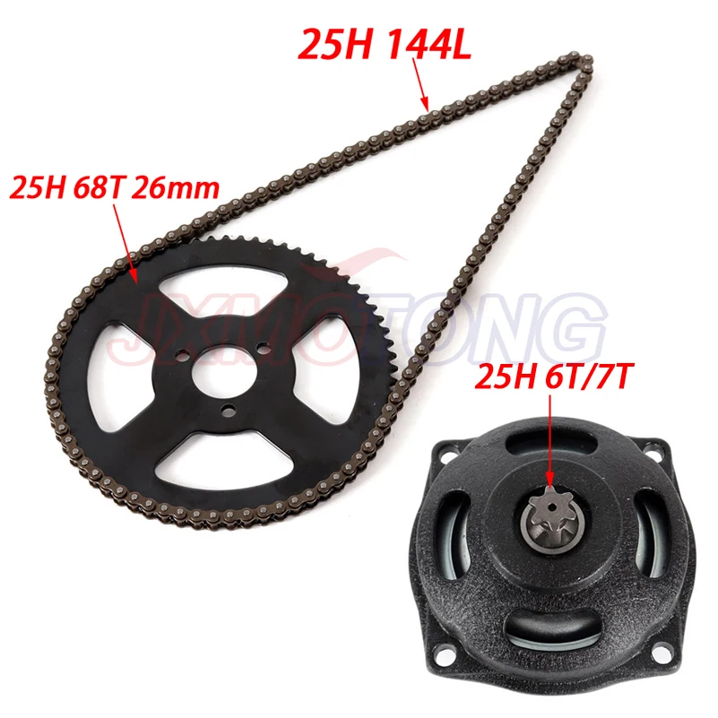 

Mini Moto 47cc 49cc Drive System 25H 144 links loops Chain with Gear Box And Rear Sprocket Fit Mini Moto Pocket Bike