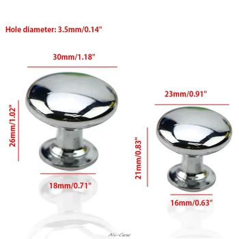 2Size Drawer Door Knob SL Oblate Chrome Kitchen Cabinet Wardrobe Pull Cupboard Drawer Door Knob