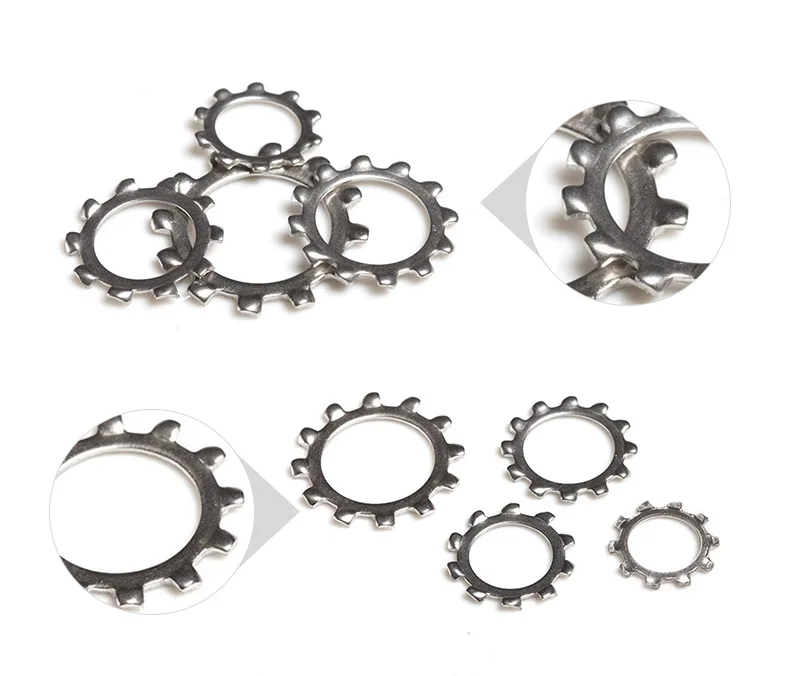 304 M3-M20 External Tooth Lock Washer outer teeth lock stainless steel gasket DIN6797A