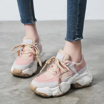 

Women Sneakers Spring New Women Shoes Flats Platform Lace-Up Fashion Breathable Women Running Shoes Woman zapatos de mujer M1-52